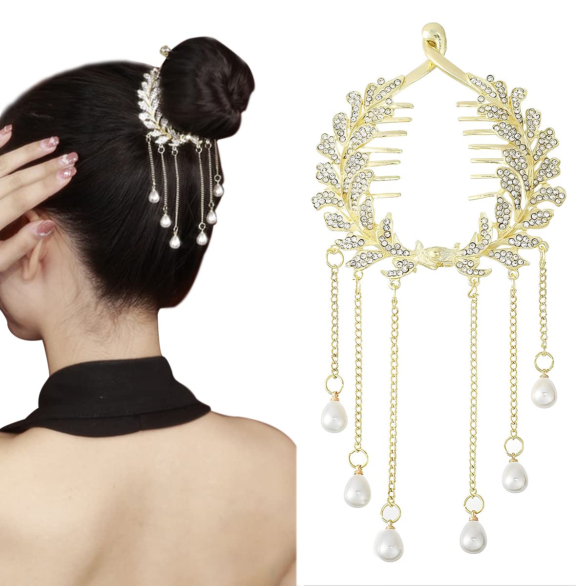 SANNIDHI Hair Clips for Women Stylish Butterfly Pearl Tassel Hair Clip for Girls Hair Clutcher Hairpins, Metal Trendy Hair Accessories (White-B) SANNIDHI Hair Clips for Women Stylish Butterfly Pearl Tassel Hair Clip for Girls Hair Clutcher Hairpins, Metal Trendy Hair Accessories (White-B)